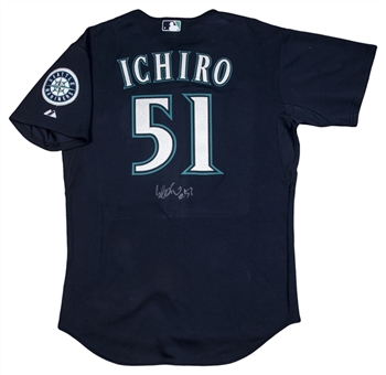 2009 Ichiro Suzuki Game Used and Signed Seattle Mariners Alternate Jersey (Ichiro COA & Hologram)
